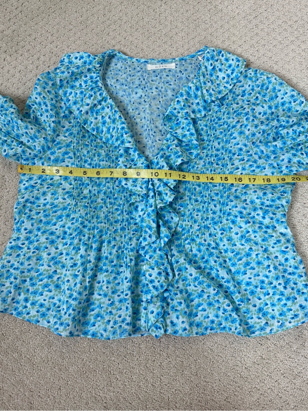 DÔEN Henri Bleu Daisy Fields Organic Cotton Voile Blouse XS - Picture 12 of 13